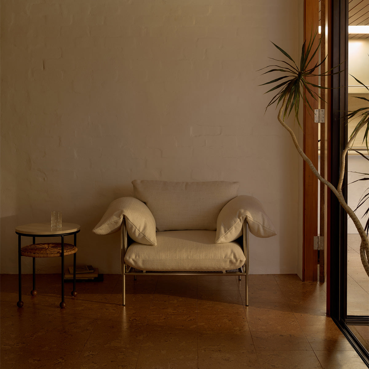 Alva Brushed Steel Frame Armchair