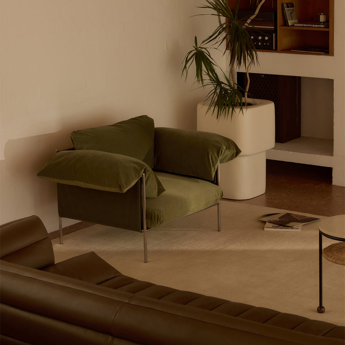 Alva Brushed Steel Frame Armchair