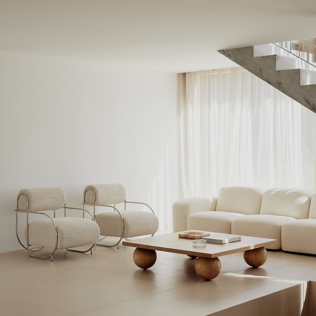 Chromeo Armchair & Ottoman (Sorrento Moon)