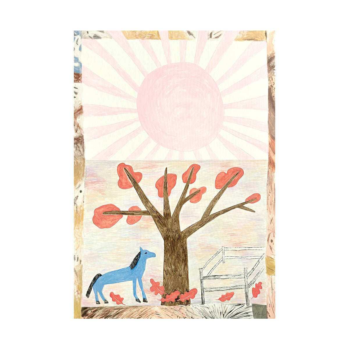Blue Horse Art Print