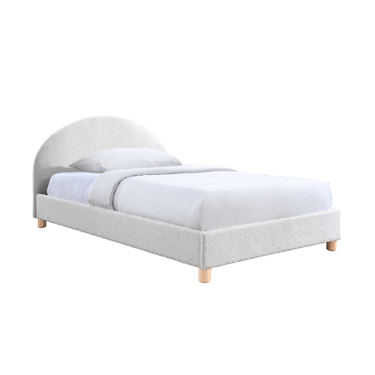 Archie Boucle King Single Bed (White)