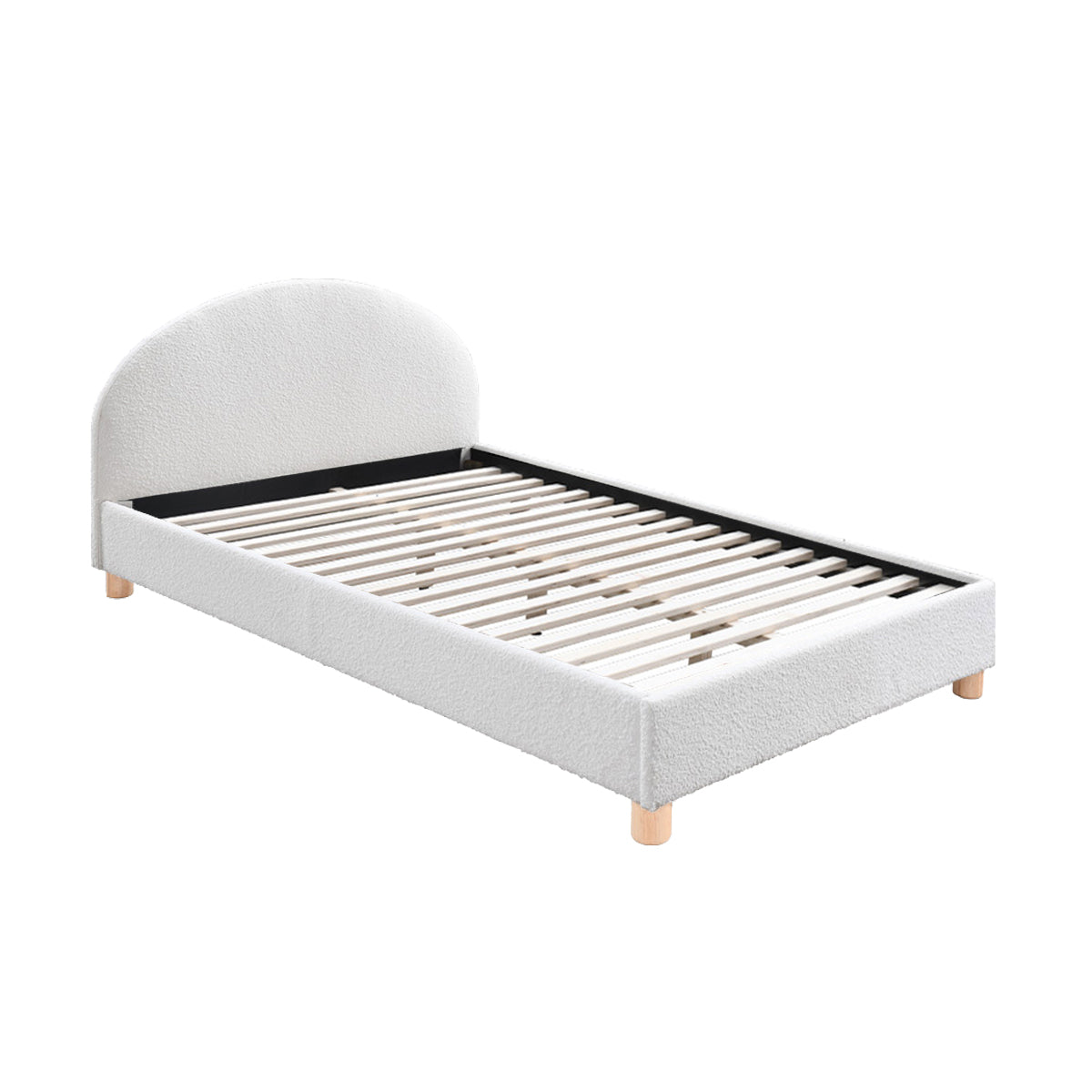 Archie Boucle King Single Bed (White)