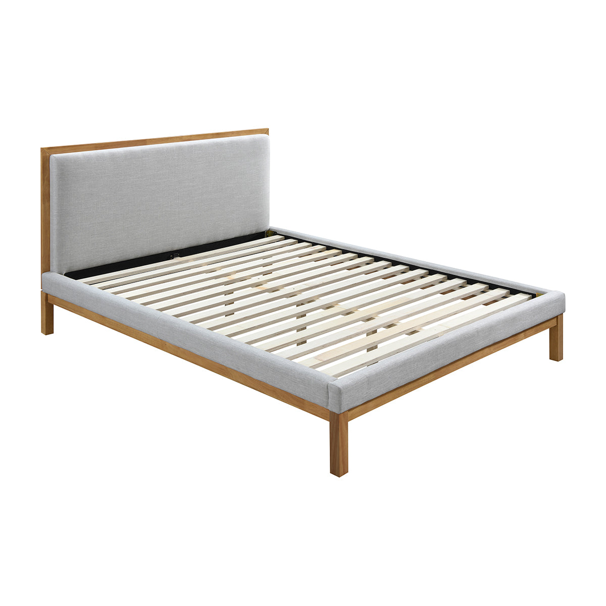 Amelia King Bed (Oak, Light Grey)