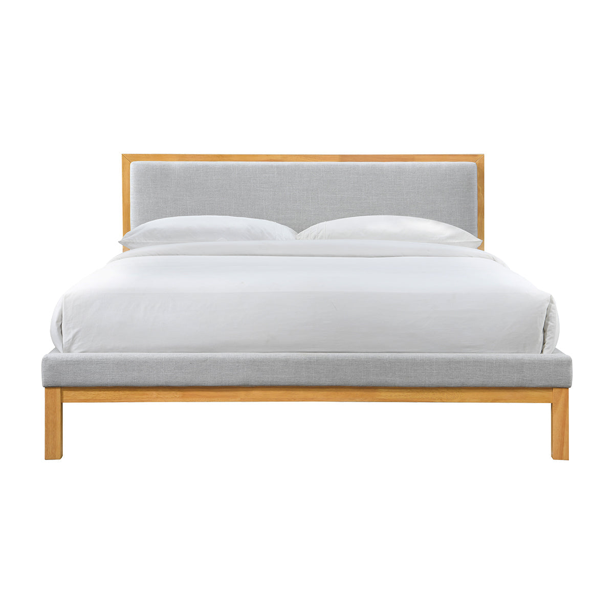 Amelia King Bed (Oak, Light Grey)