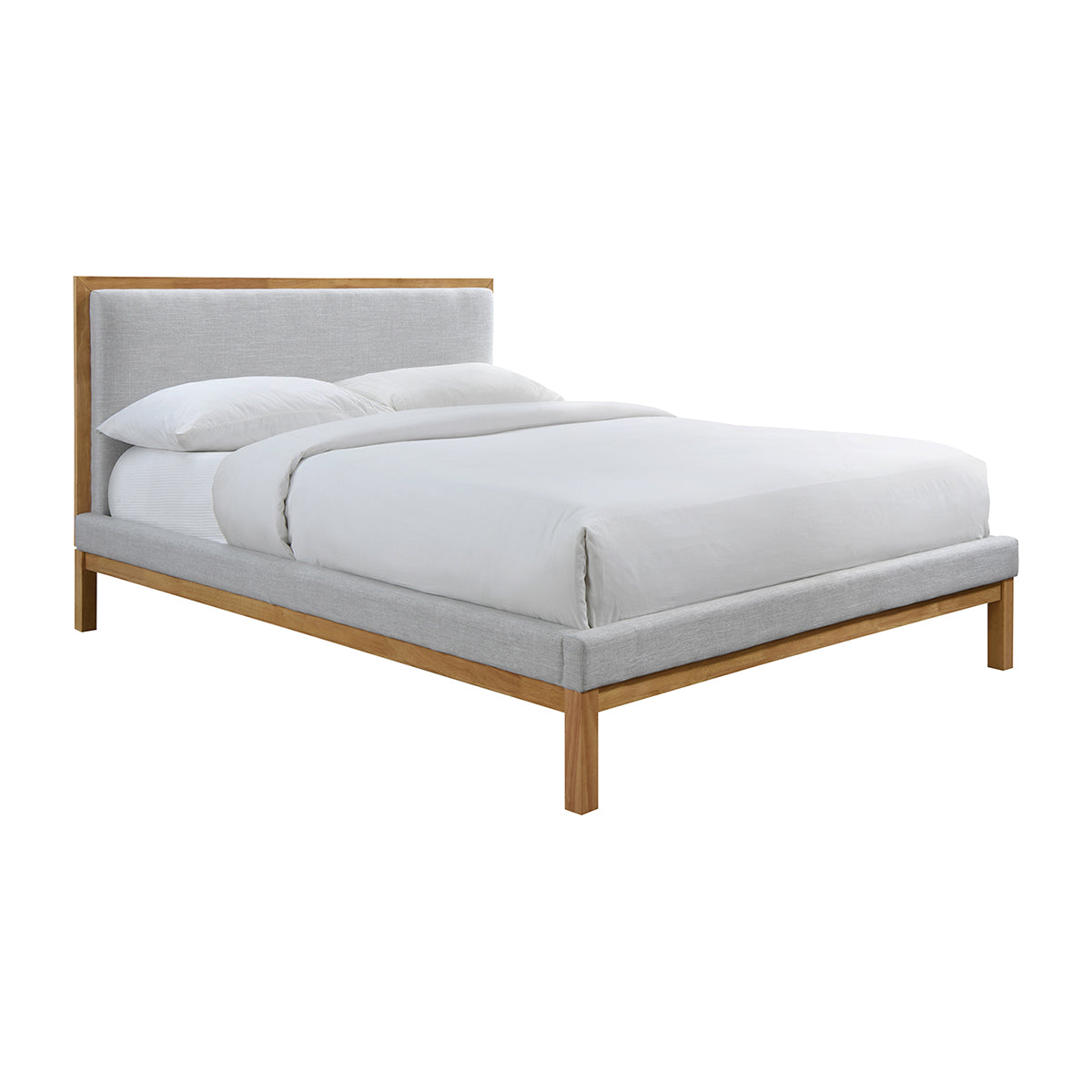 Amelia King Bed (Oak, Light Grey)