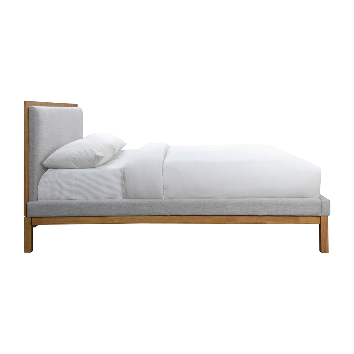Amelia King Bed (Oak, Light Grey)