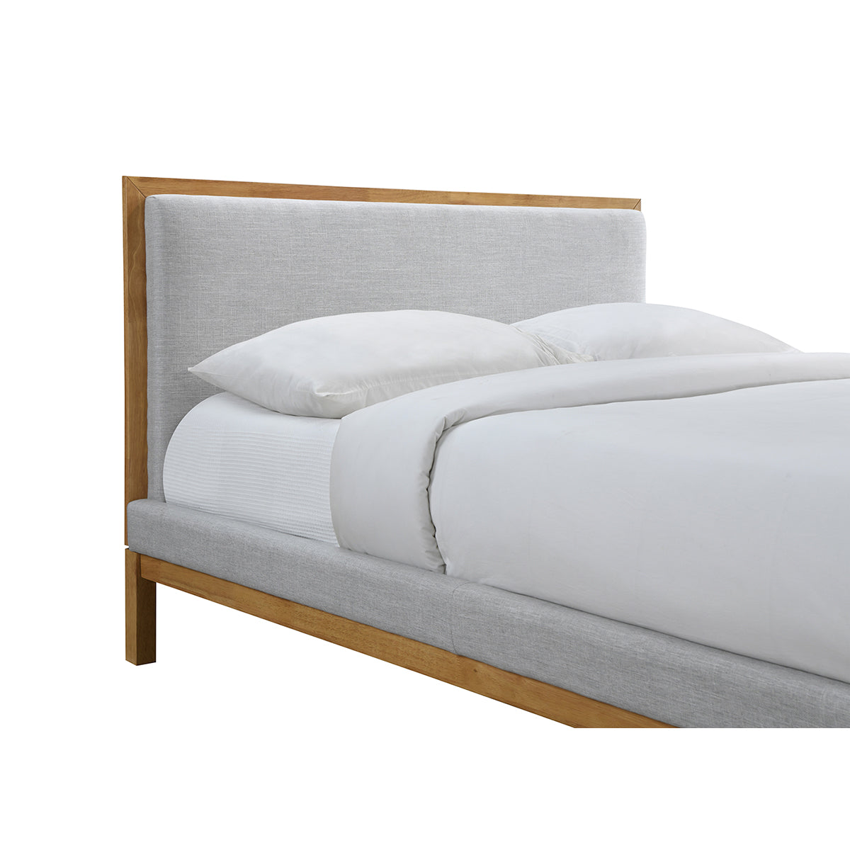 Amelia King Bed (Oak, Light Grey)