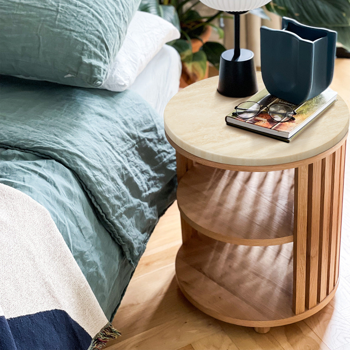 Atlanta Travertine Bedside Table