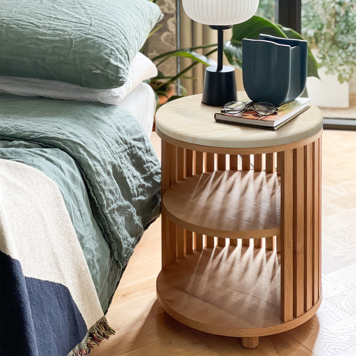 Atlanta Travertine Bedside Table