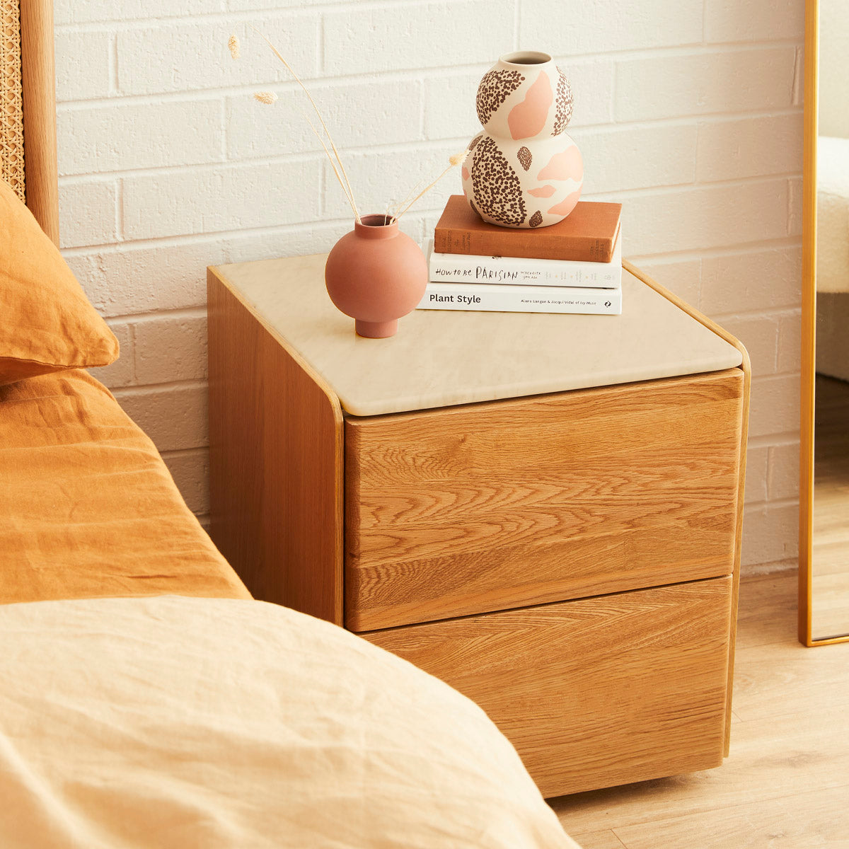 Delta Travertine Bedside Table