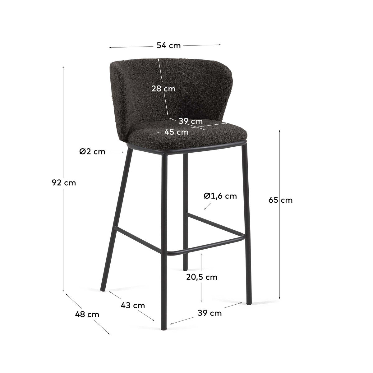Ciselia Boucle Bar Stool (65cm)