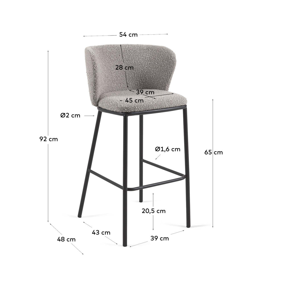 Ciselia Boucle Bar Stool (65cm)