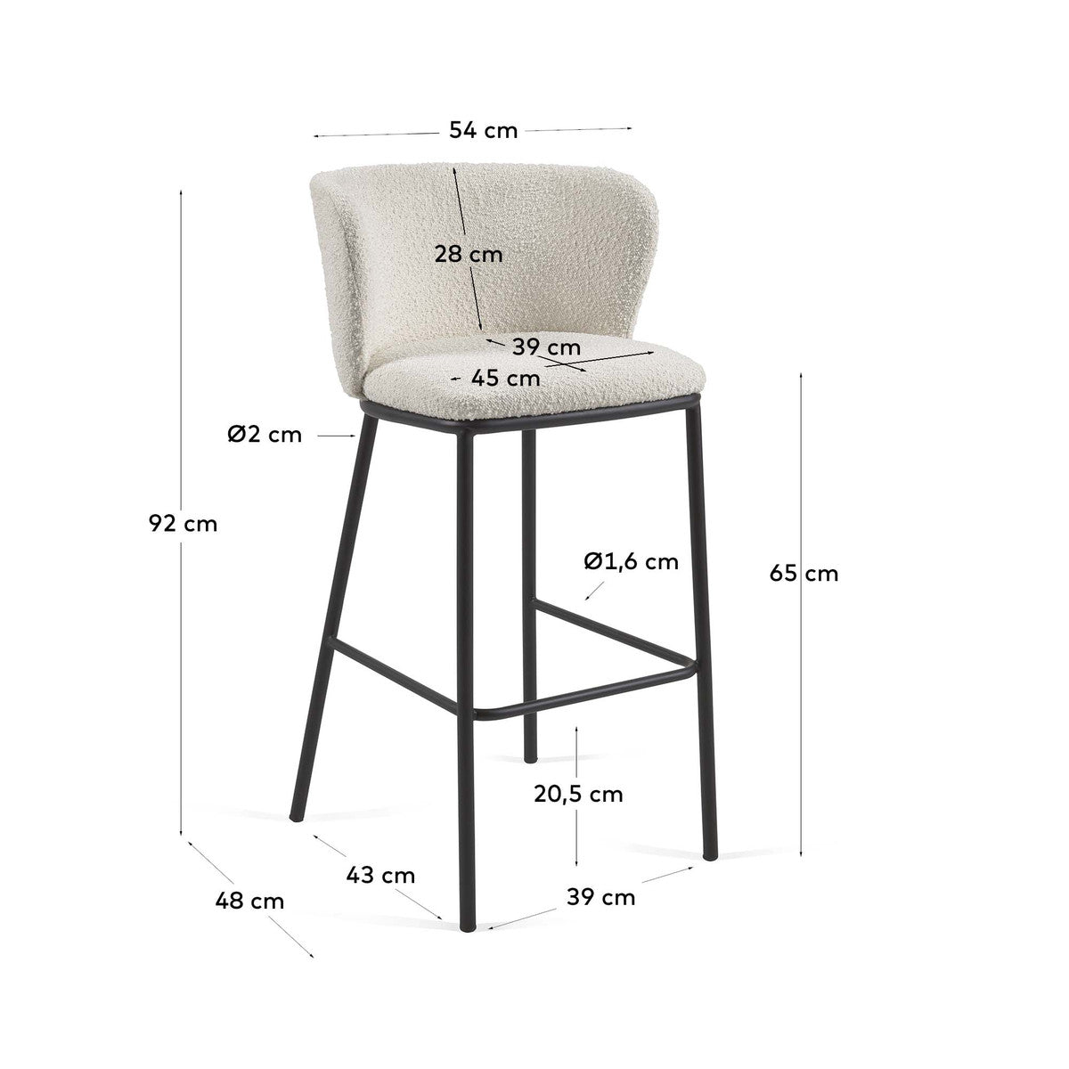 Ciselia Boucle Bar Stool (65cm)