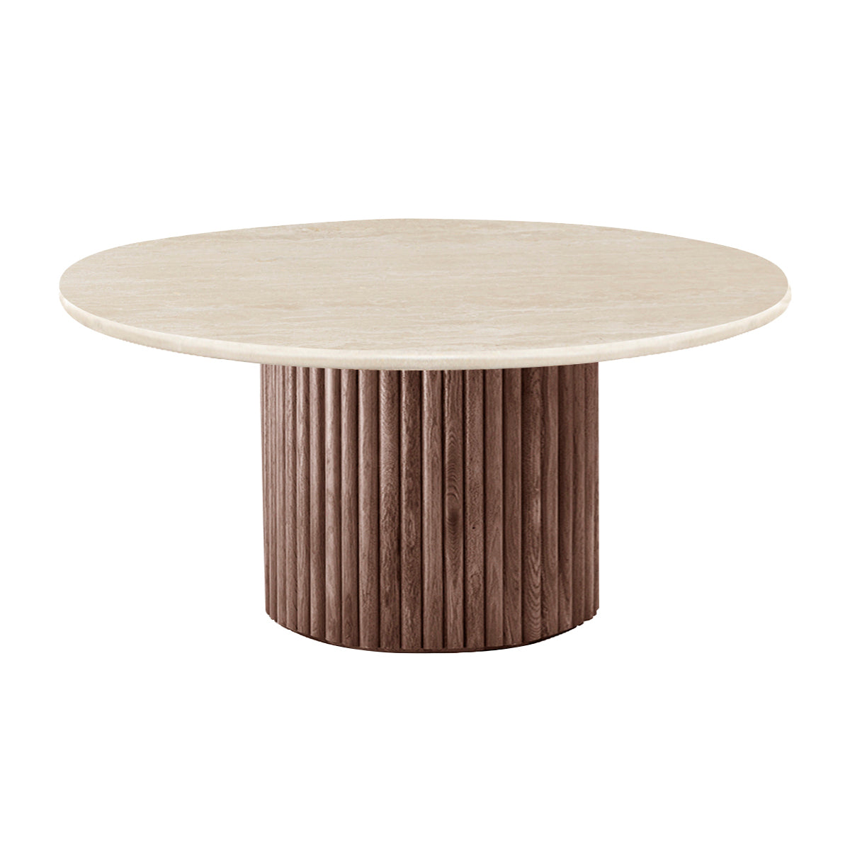 Cosmos Coffee Table (Walnut, Travertine, 100cm)