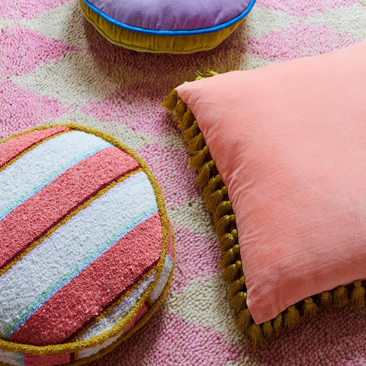 Citron Rose Velvet Tassel Cushion