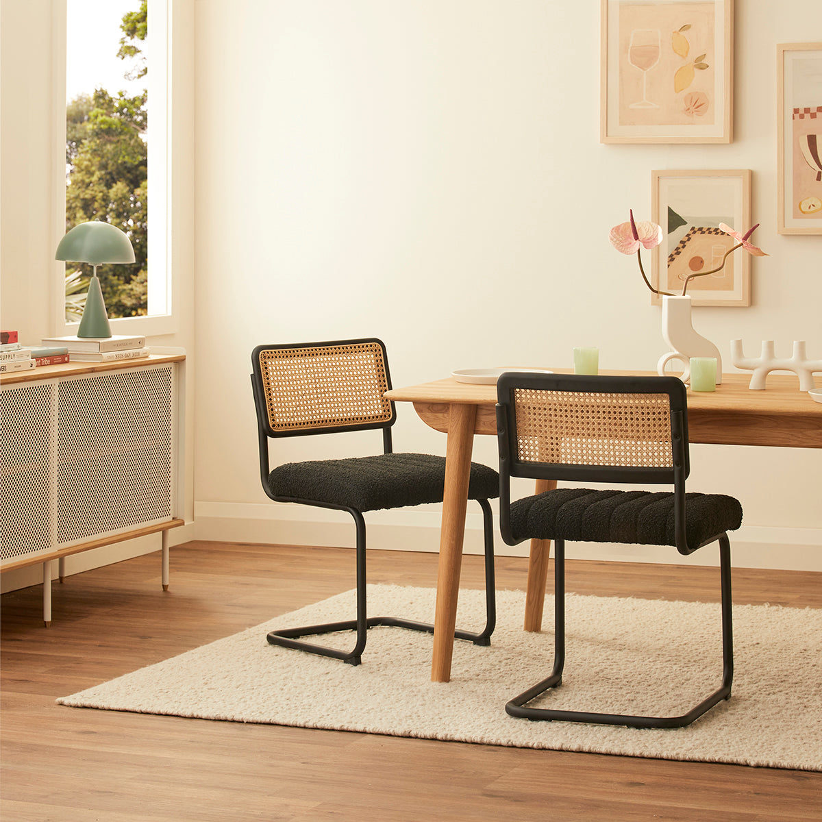 Blake Rattan Boucle Dining Chair