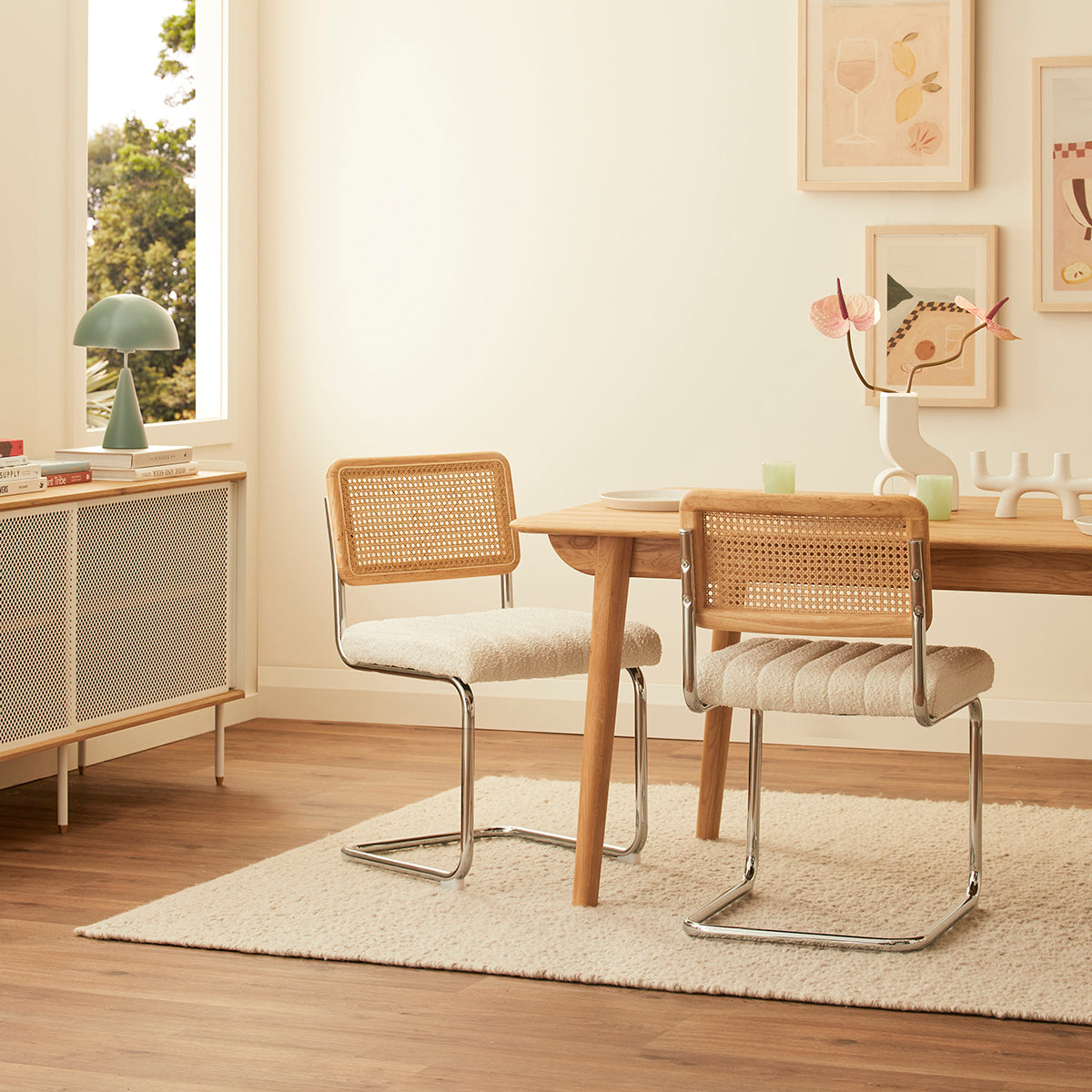 Blake Rattan Boucle Dining Chair