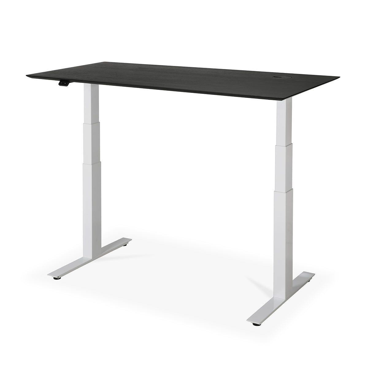 Bok Rectangle Adjustable Desk with Cable management UK (Oak Black, White, 140cm)