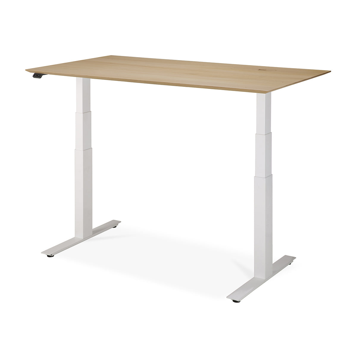 Bok Rectangle Adjustable Desk with Cable management UK (Oak, White, 140cm)