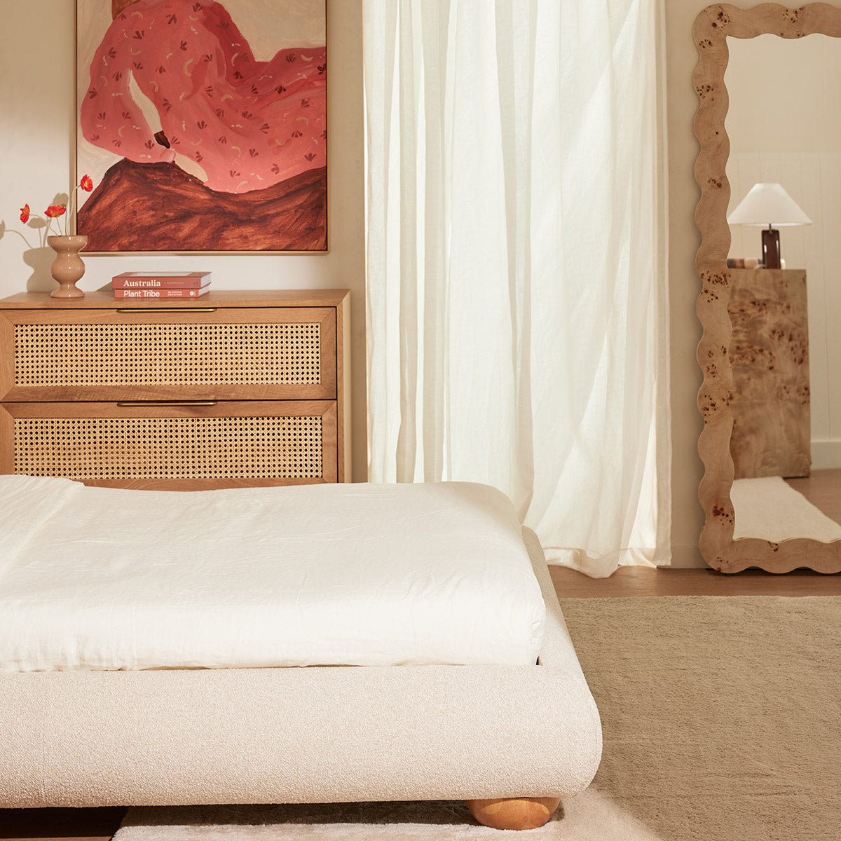 Carmella Burlwood Floor Mirror