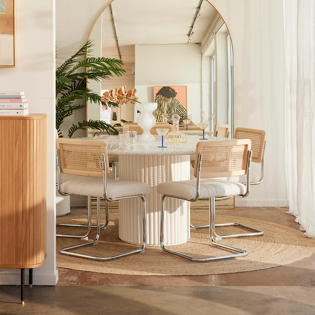 Blake Rattan Boucle Dining Chair