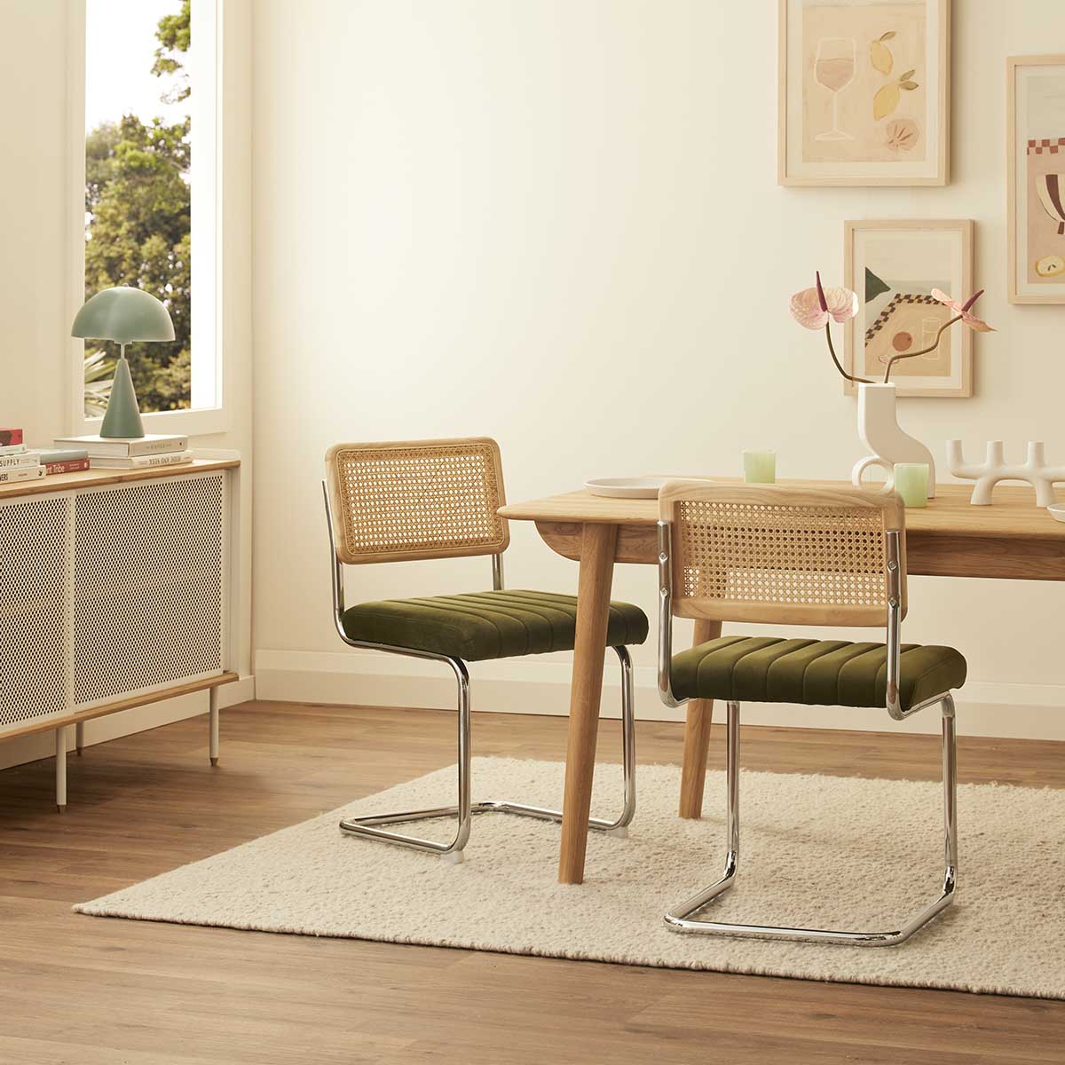 Blake Rattan Fabric Dining Chair