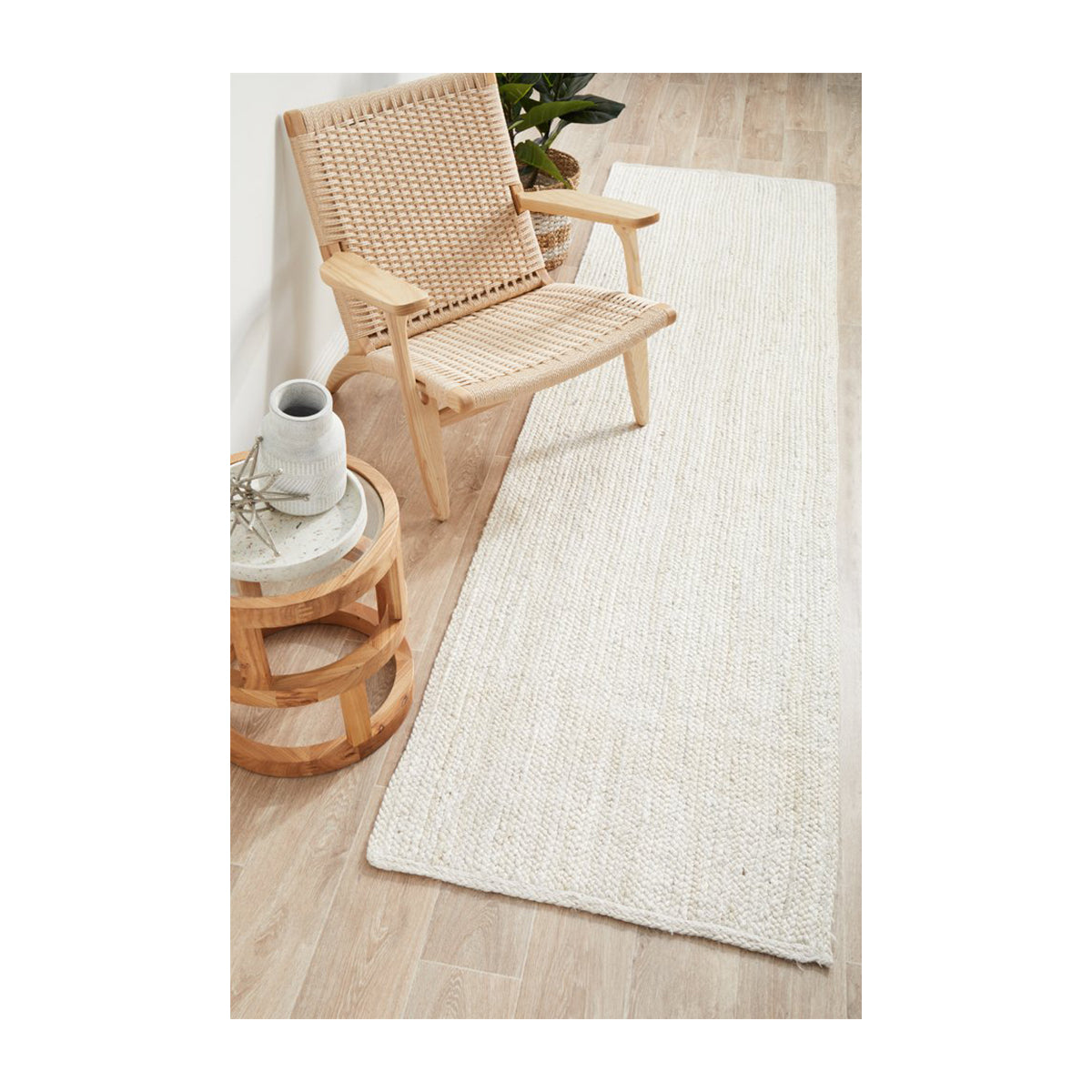 Bondi Rectangle Runner Rug (White)