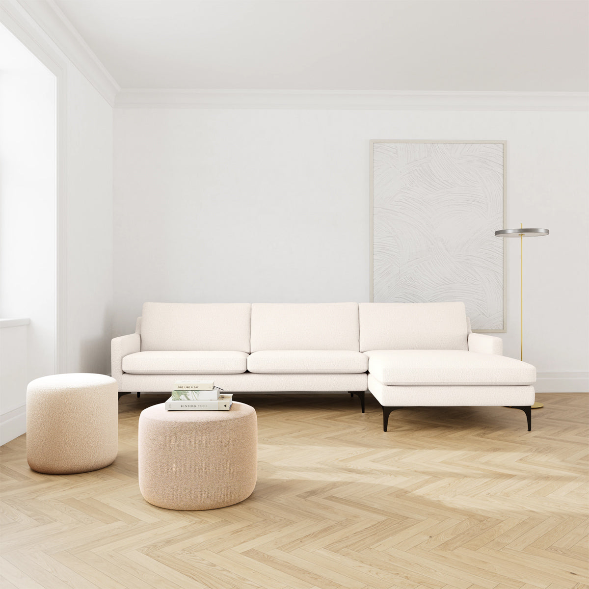 Astha Boucle Right Chaise Sofa