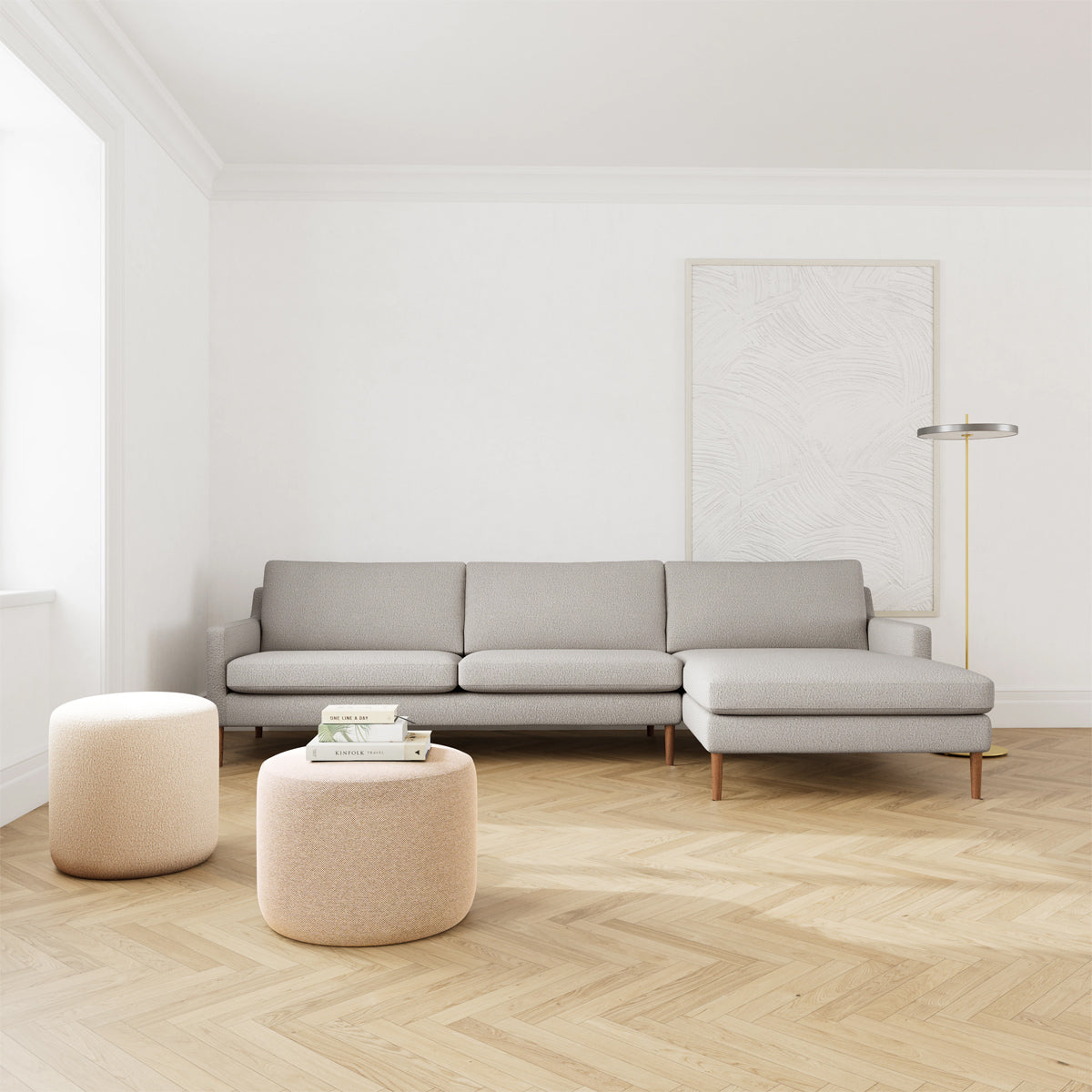 Astha Boucle Right Chaise Sofa