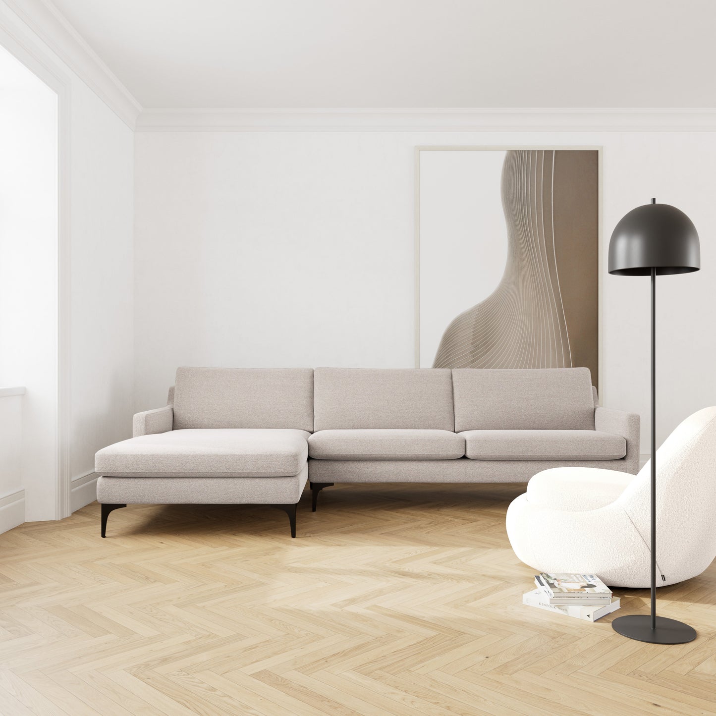Astha Fabric Left Chaise Sofa
