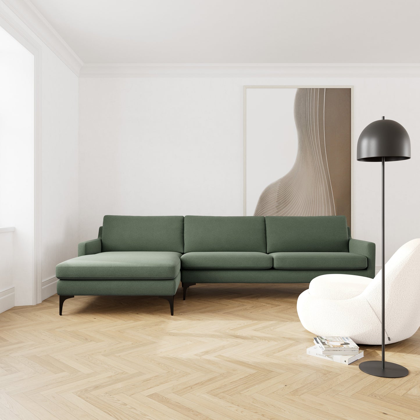 Astha Fabric Left Chaise Sofa