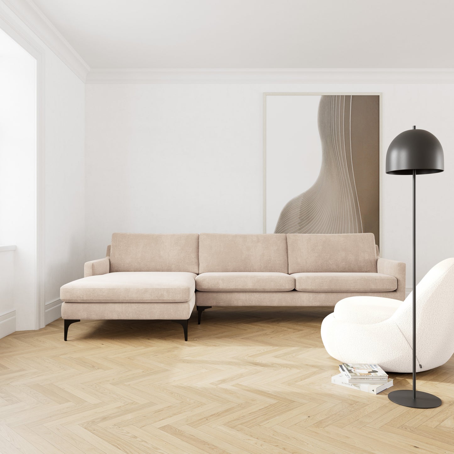 Astha Fabric Left Chaise Sofa