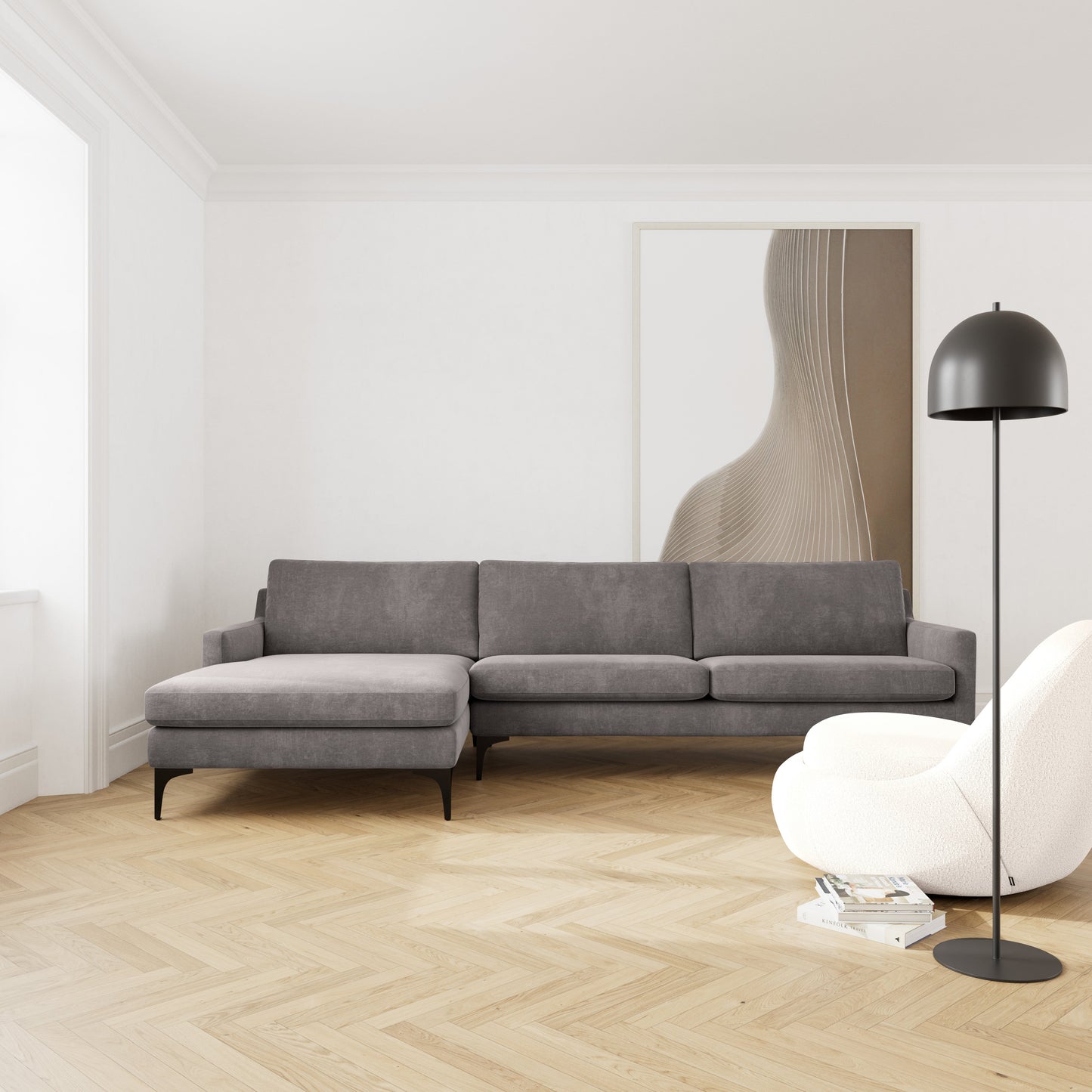 Astha Fabric Left Chaise Sofa