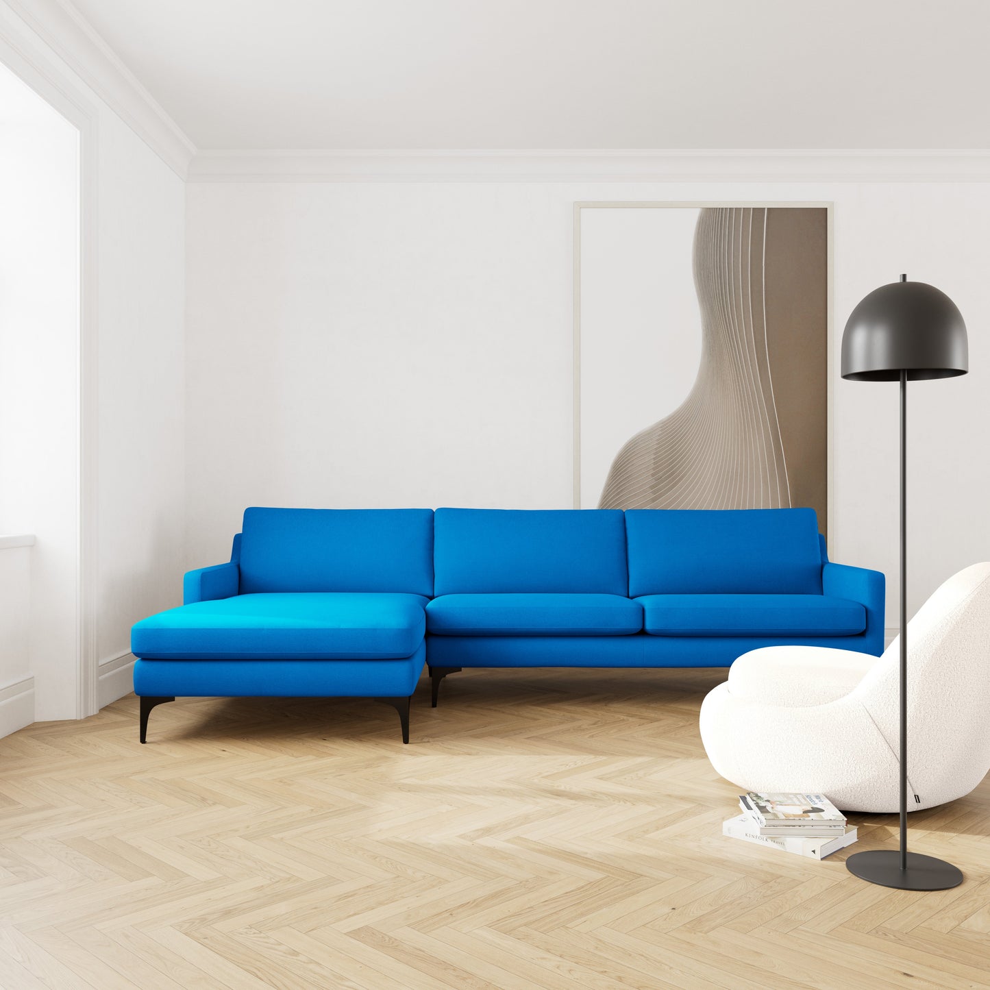 Astha Fabric Left Chaise Sofa