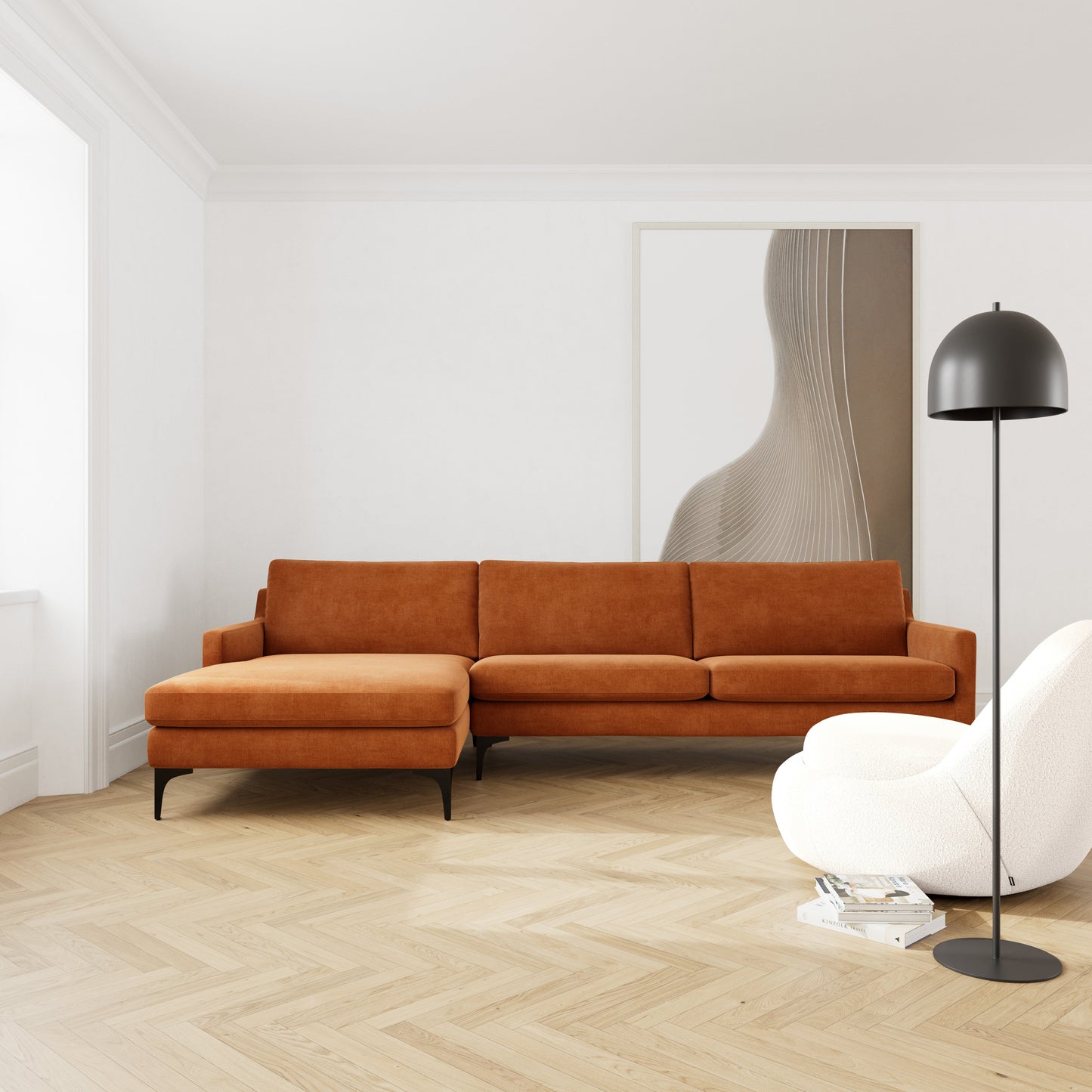 Astha Fabric Left Chaise Sofa