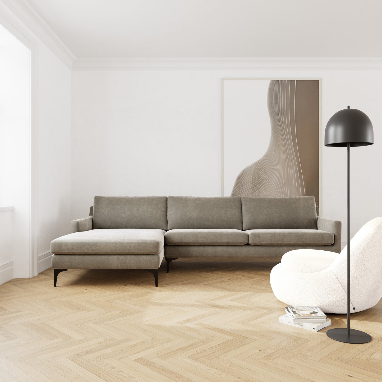 Astha Fabric Left Chaise Sofa