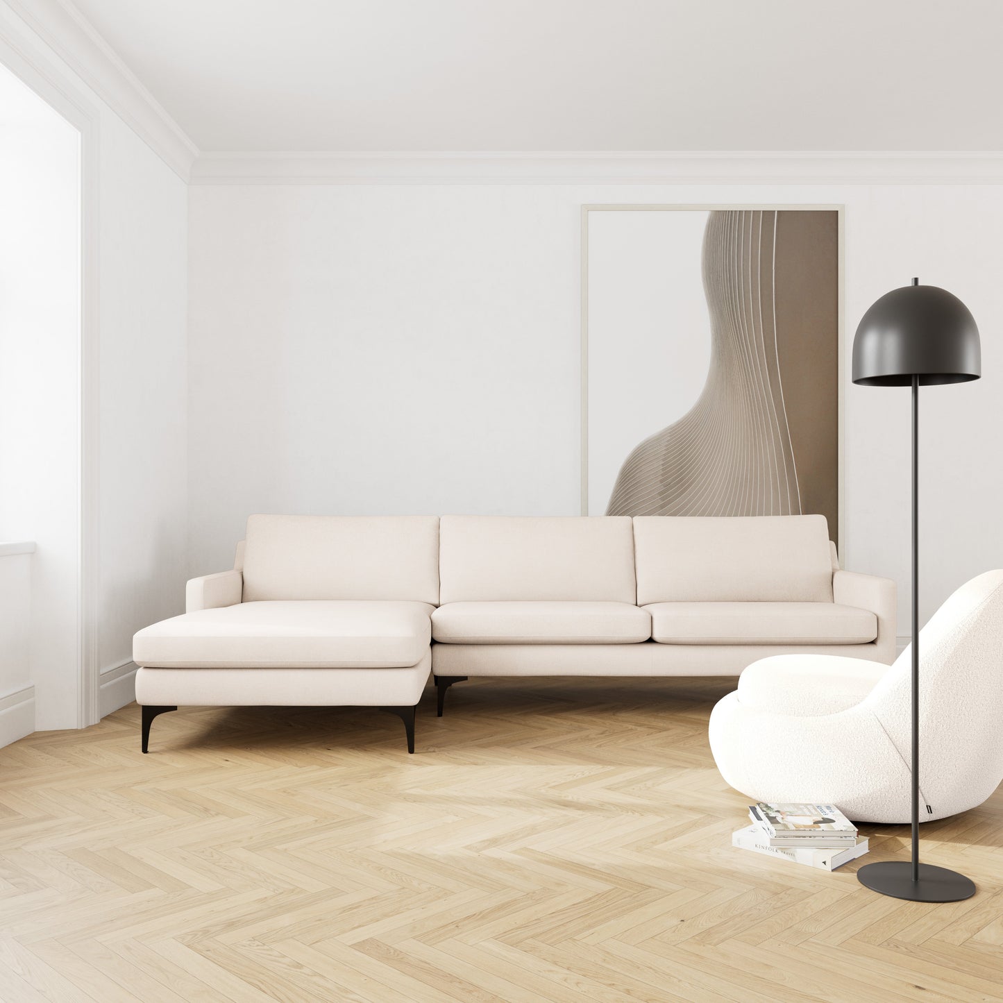 Astha Fabric Left Chaise Sofa