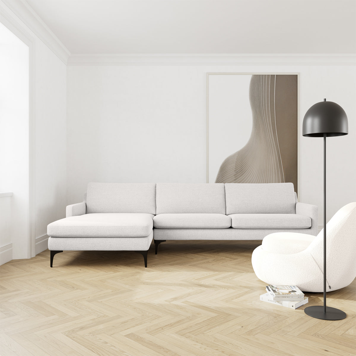 Astha Fabric Left Chaise Sofa