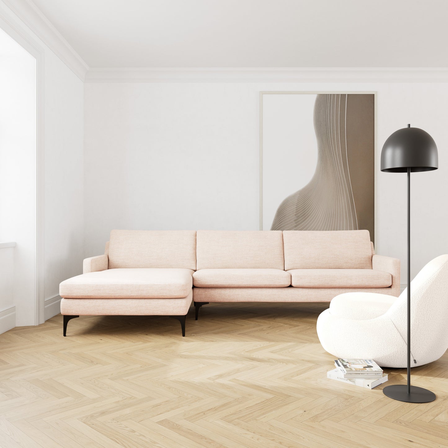 Astha Fabric Left Chaise Sofa