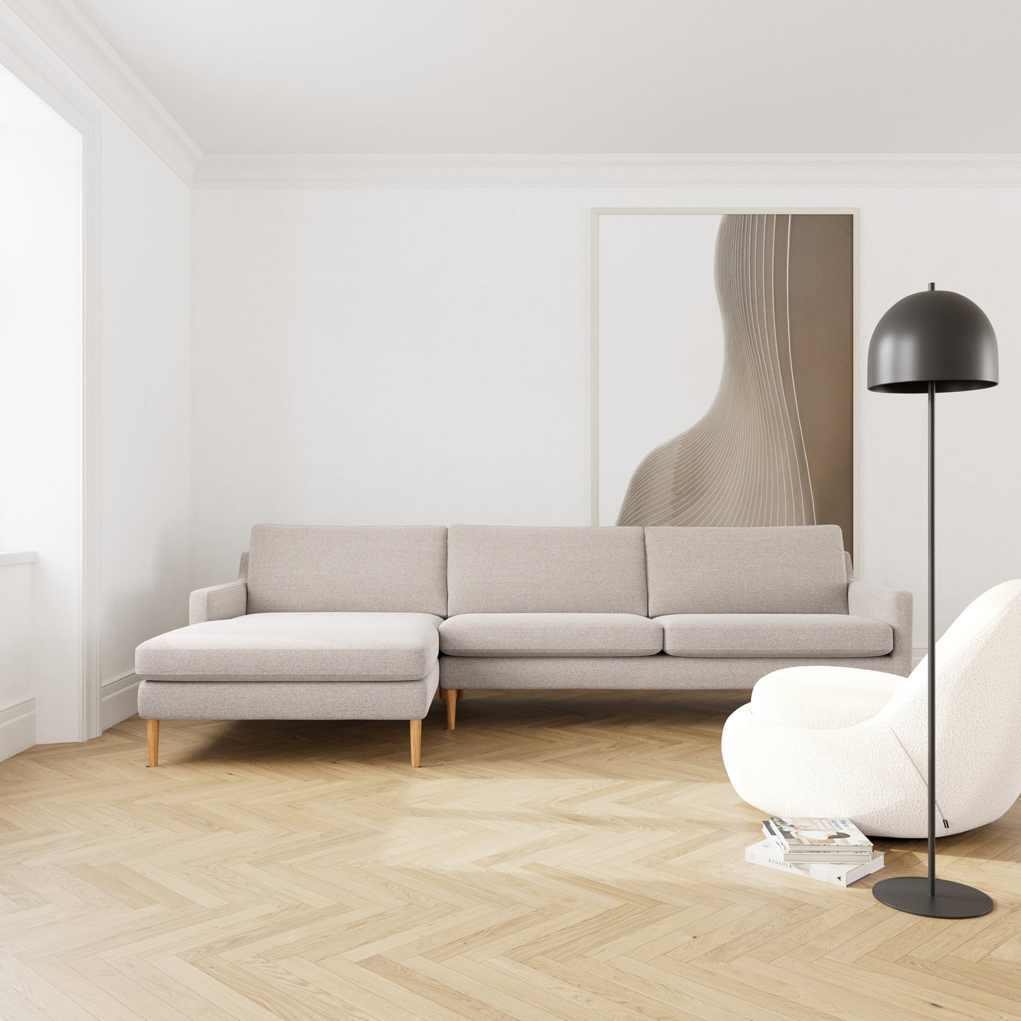 Astha Fabric Left Chaise Sofa