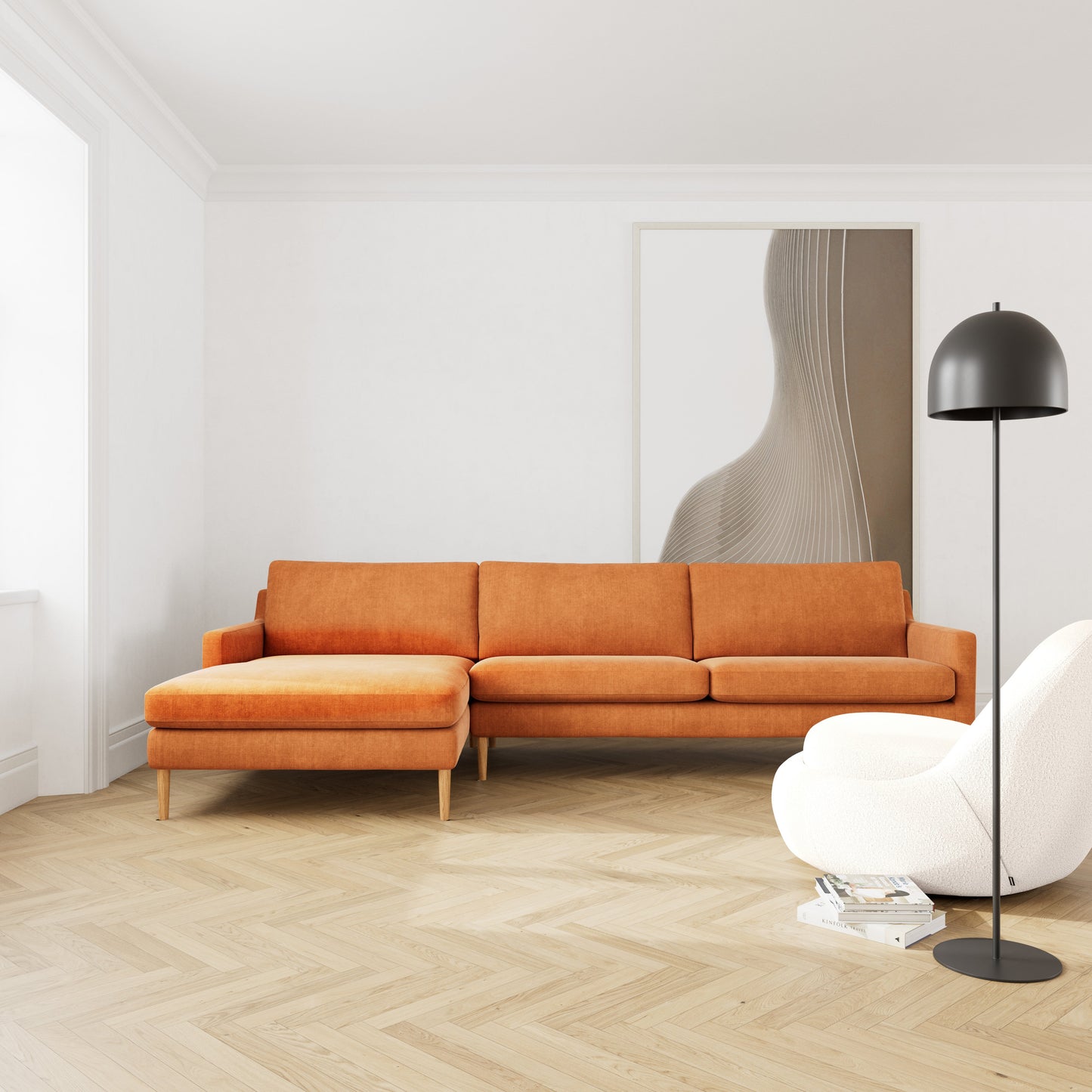 Astha Fabric Left Chaise Sofa