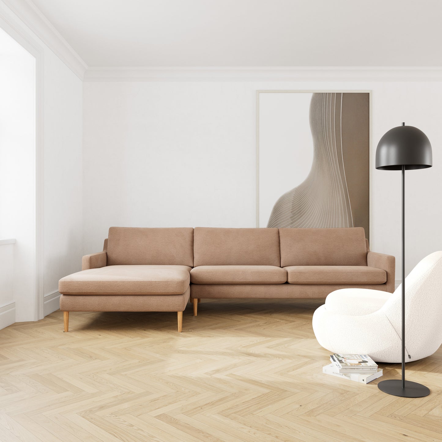 Astha Fabric Left Chaise Sofa
