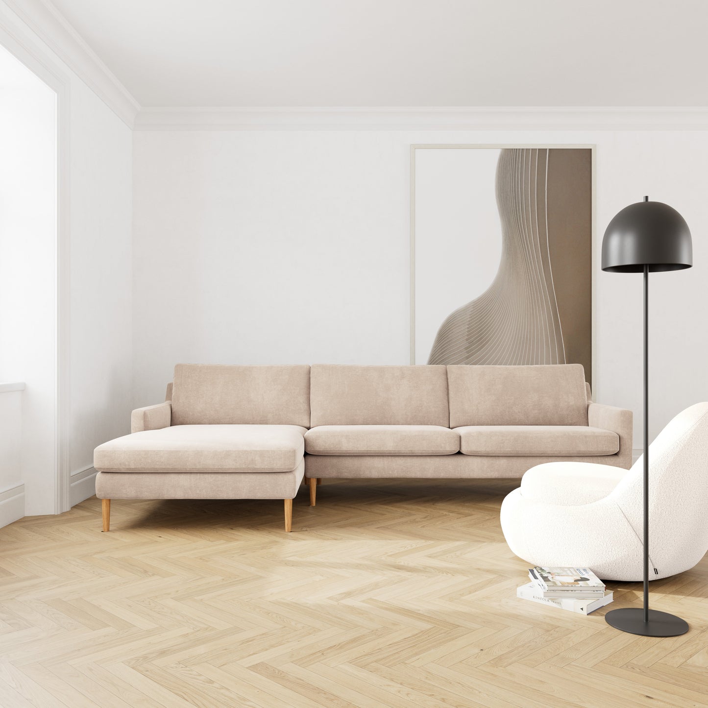 Astha Fabric Left Chaise Sofa