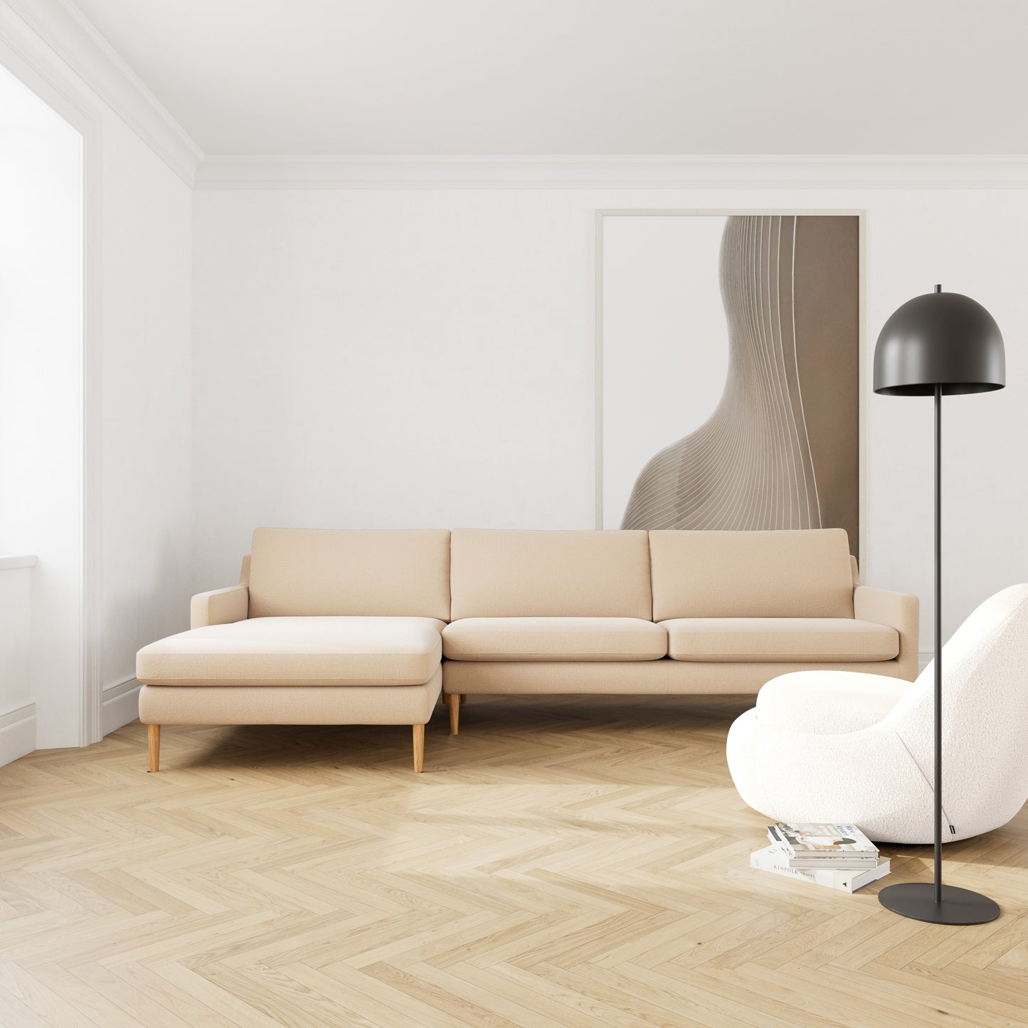 Astha Fabric Left Chaise Sofa