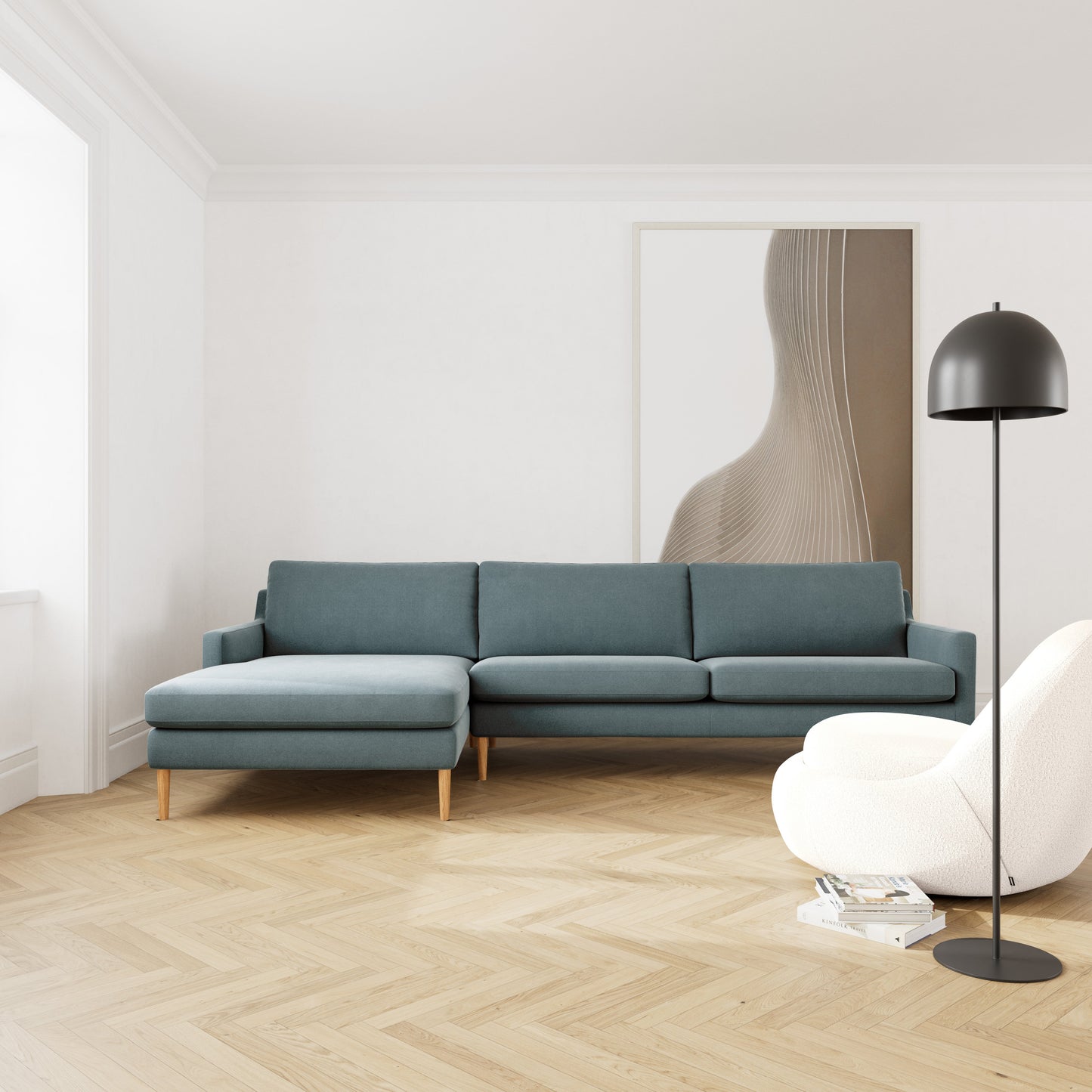Astha Fabric Left Chaise Sofa