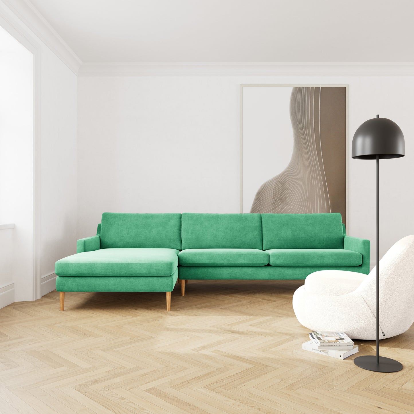 Astha Fabric Left Chaise Sofa
