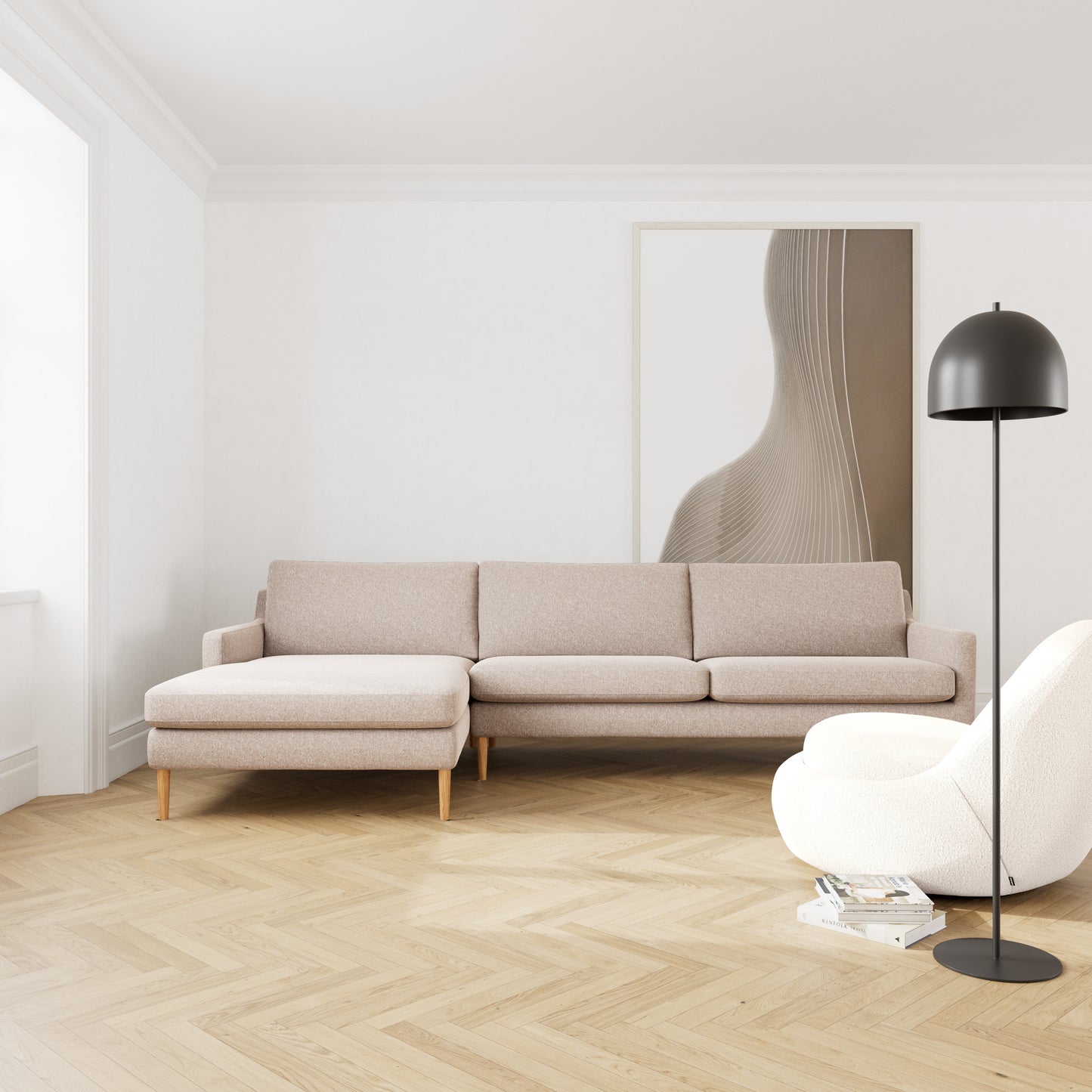 Astha Fabric Left Chaise Sofa