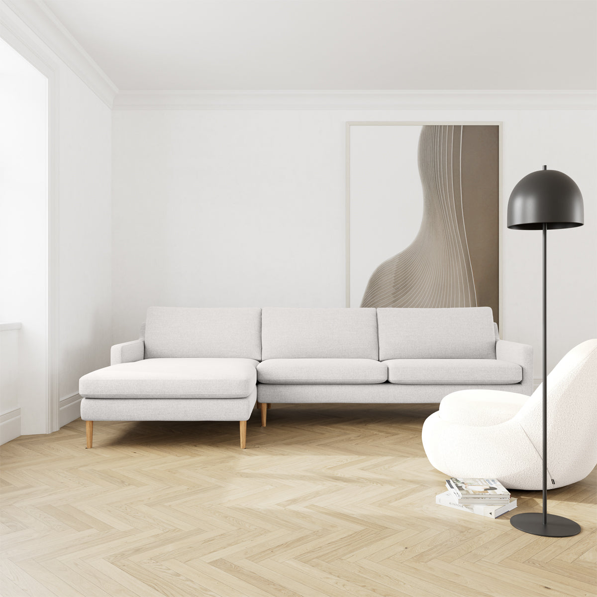 Astha Fabric Left Chaise Sofa