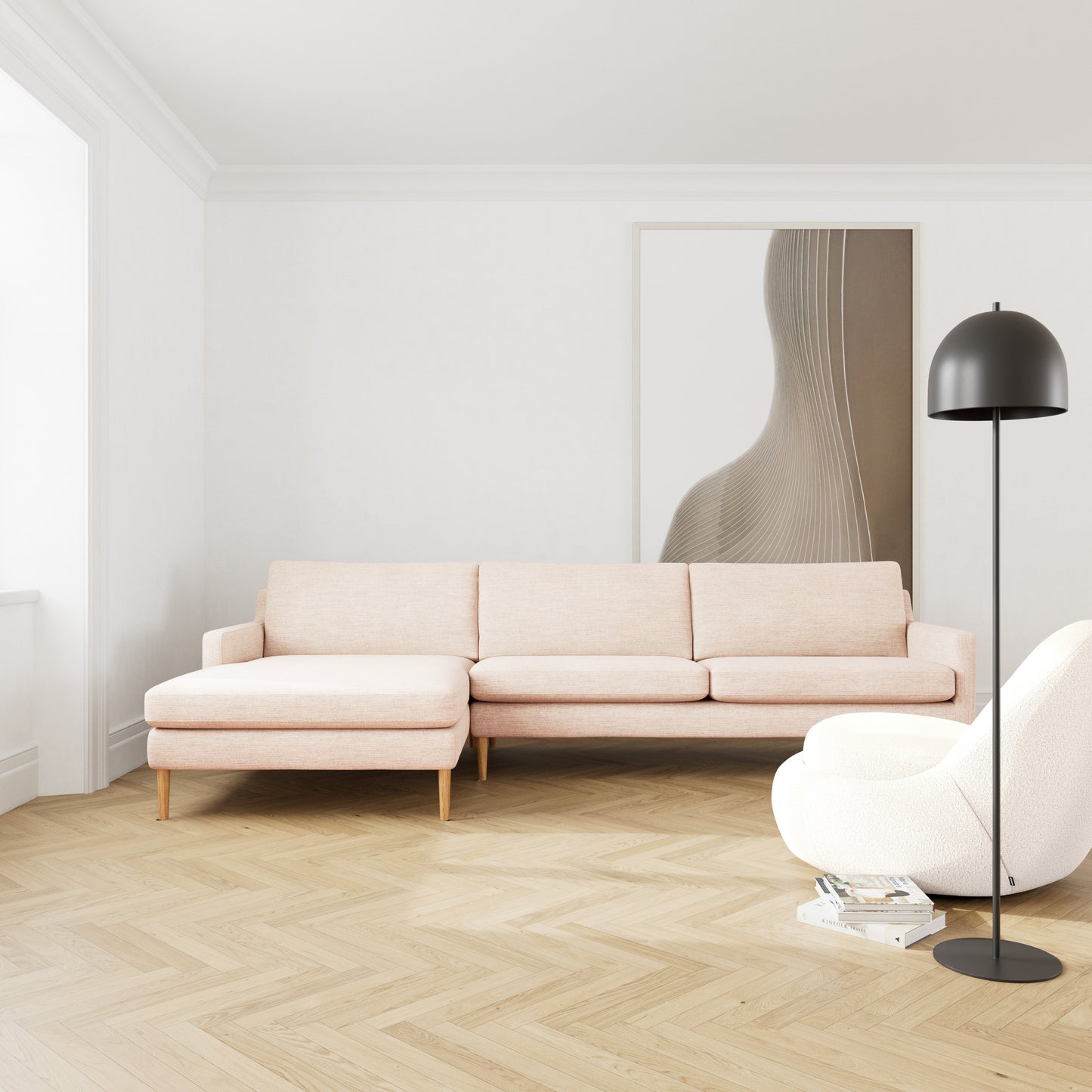 Astha Fabric Left Chaise Sofa
