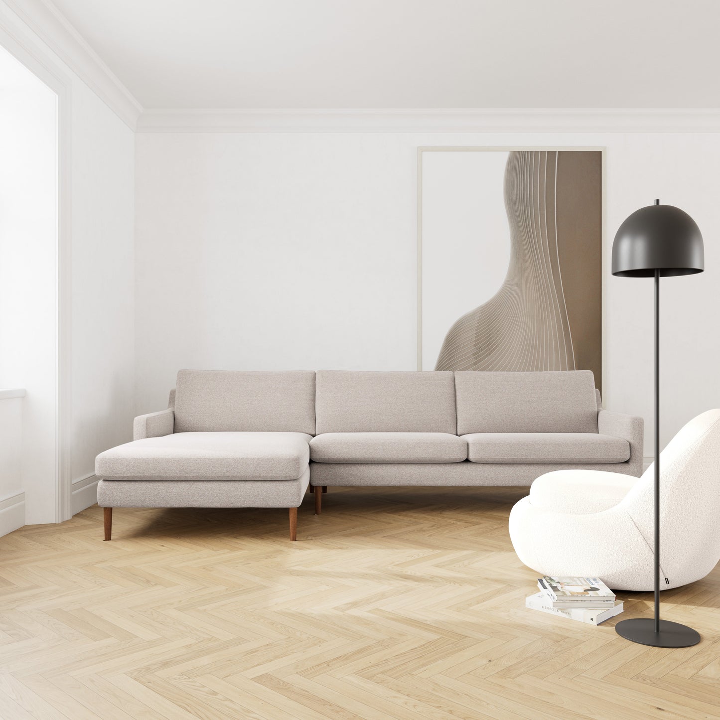 Astha Fabric Left Chaise Sofa